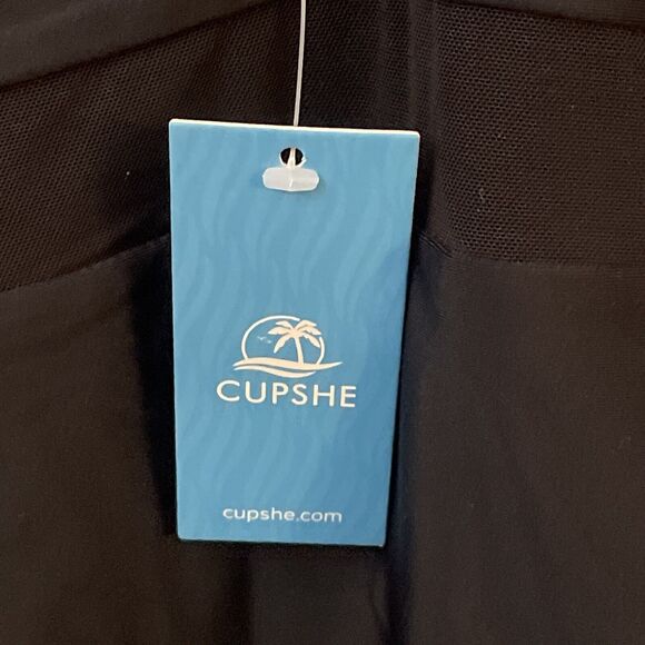 Cupshe Swimsuit Women's 3X Black One Piece Striped Beachy NWT Mesh Accent - Picture 7 of 10